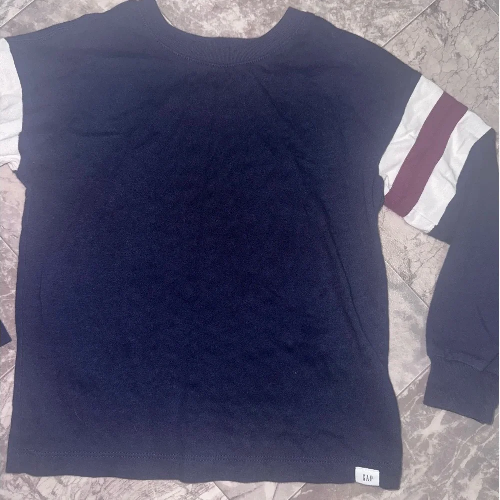 GAP Toddler Boys Size 4 Navy Varsity Stripe Long Sleeve Shirt